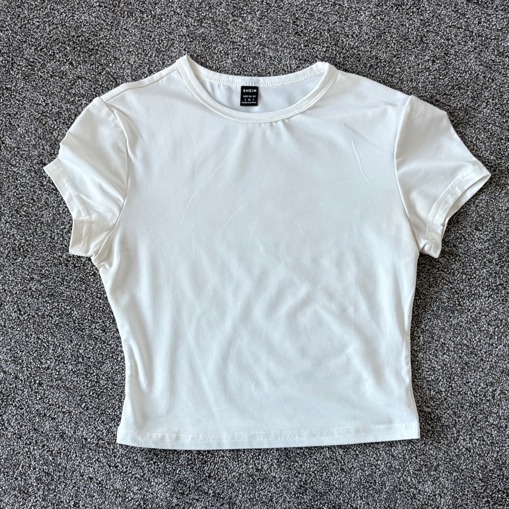 Shein White Short Sleeve Crop Tee